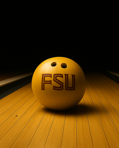 Bowling ball with FSU logo. Placeholder image.